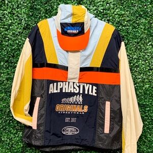 ALPHASTYLE (TREVOR HOODED ANORACK)  🔵🟠🟡⚪️ w/ 5PANEL HAT 🧢